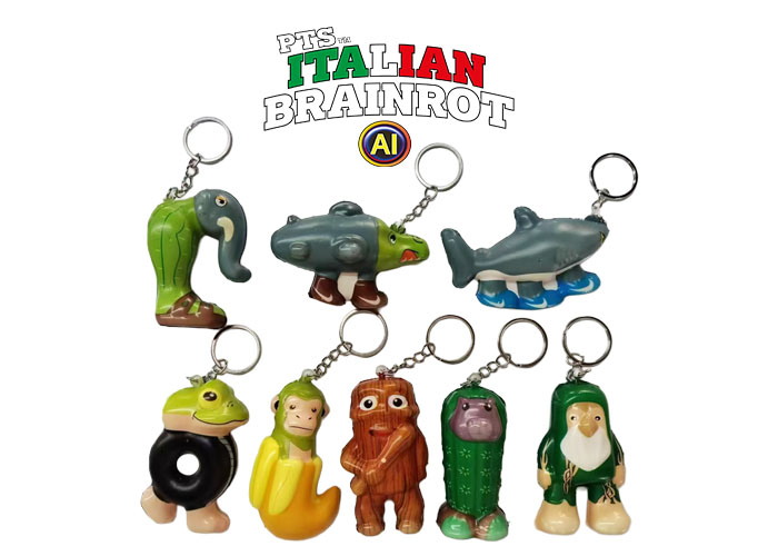 ITALIAN BRAINROT AI Portachiavi Squishy 7cm c/backcard 8ass…x
